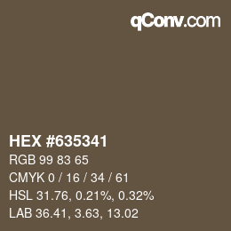 Farbcode: HEX #635341 | qconv.com