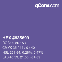 Farbcode: HEX #635699 | qconv.com