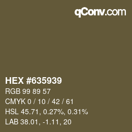 Código de color: HEX #635939 | qconv.com