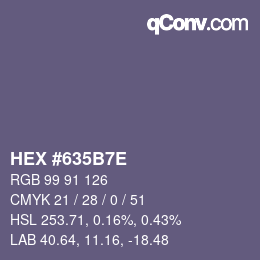 Color code: HEX #635B7E | qconv.com