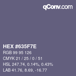Color code: HEX #635F7E | qconv.com
