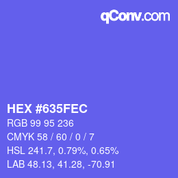 Code couleur: HEX #635FEC | qconv.com