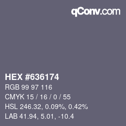 颜色代码: HEX #636174 | qconv.com