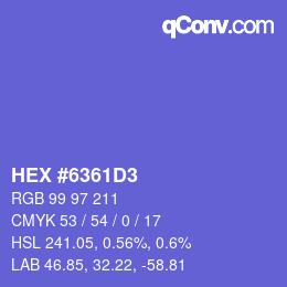 Color code: HEX #6361D3 | qconv.com
