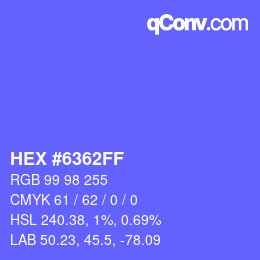 Color code: HEX #6362FF | qconv.com