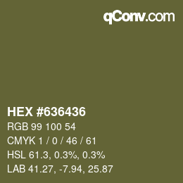 Code couleur: HEX #636436 | qconv.com
