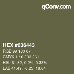 カラーコード: HEX #636443 | qconv.com
