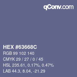 Color code: HEX #63668C | qconv.com