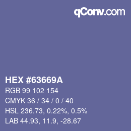 Color code: HEX #63669A | qconv.com