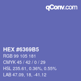 カラーコード: HEX #6369B5 | qconv.com