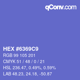 カラーコード: HEX #6369C9 | qconv.com