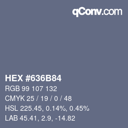 Farbcode: HEX #636B84 | qconv.com