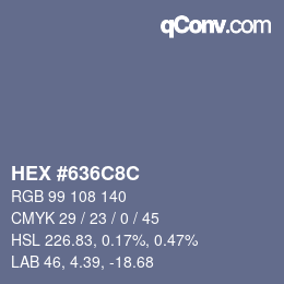 Color code: HEX #636C8C | qconv.com