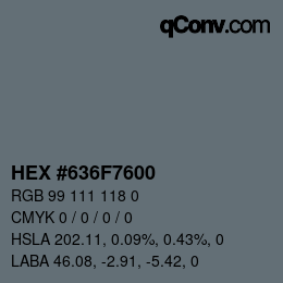 カラーコード: HEX #636F7600 | qconv.com