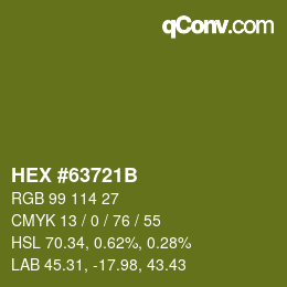 Color code: HEX #63721B | qconv.com
