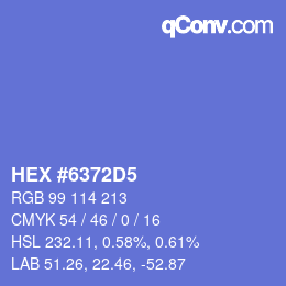 颜色代码: HEX #6372D5 | qconv.com
