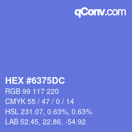 カラーコード: HEX #6375DC | qconv.com