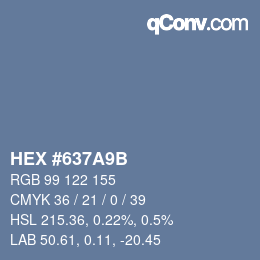 Color code: HEX #637A9B | qconv.com