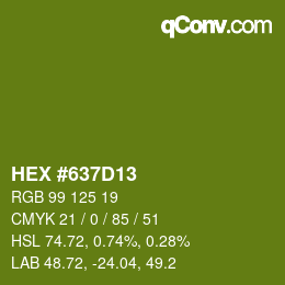 颜色代码: HEX #637D13 | qconv.com