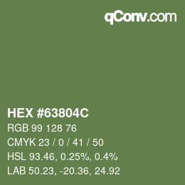 Farbcode: HEX #63804C | qconv.com