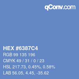 カラーコード: HEX #6387C4 | qconv.com