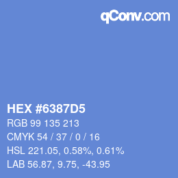 カラーコード: HEX #6387D5 | qconv.com