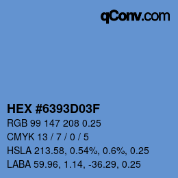 Code couleur: HEX #6393D03F | qconv.com