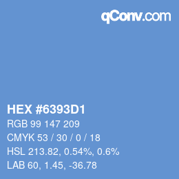 Code couleur: HEX #6393D1 | qconv.com