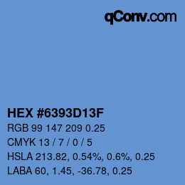 Farbcode: HEX #6393D13F | qconv.com