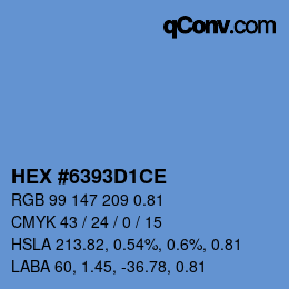 颜色代码: HEX #6393D1CE | qconv.com