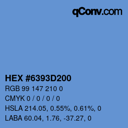 Code couleur: HEX #6393D200 | qconv.com