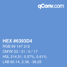 颜色代码: HEX #6393D4 | qconv.com