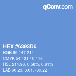 Code couleur: HEX #6393D6 | qconv.com
