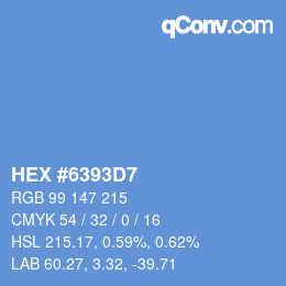 Code couleur: HEX #6393D7 | qconv.com
