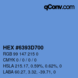 Code couleur: HEX #6393D700 | qconv.com