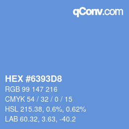 Code couleur: HEX #6393D8 | qconv.com