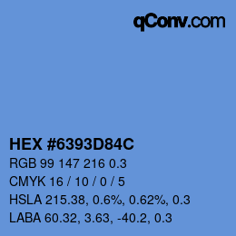 Farbcode: HEX #6393D84C | qconv.com