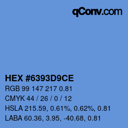Farbcode: HEX #6393D9CE | qconv.com
