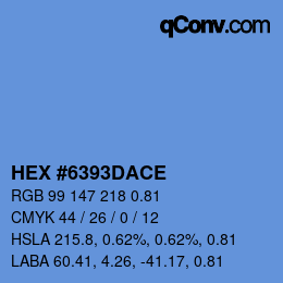 Farbcode: HEX #6393DACE | qconv.com