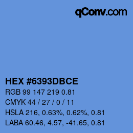 カラーコード: HEX #6393DBCE | qconv.com