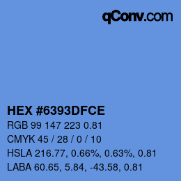 颜色代码: HEX #6393DFCE | qconv.com