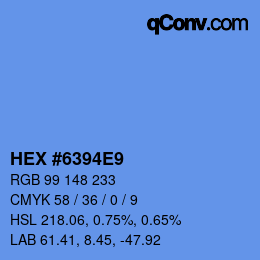 颜色代码: HEX #6394E9 | qconv.com
