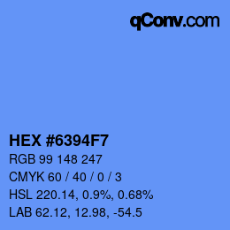 Color code: HEX #6394F7 | qconv.com
