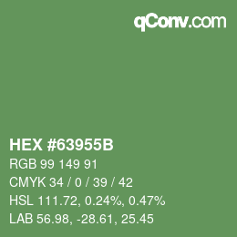 Color code: HEX #63955B | qconv.com