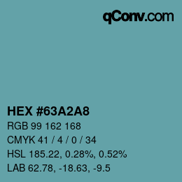 カラーコード: HEX #63A2A8 | qconv.com
