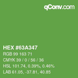 Color code: HEX #63A347 | qconv.com