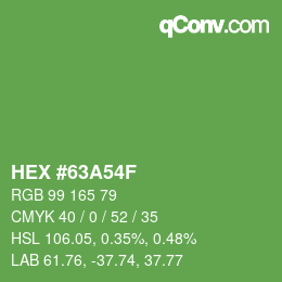 Farbcode: HEX #63A54F | qconv.com