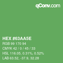 Color code: HEX #63AA5E | qconv.com