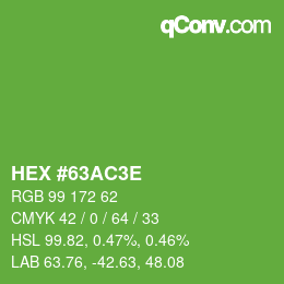 Color code: HEX #63AC3E | qconv.com