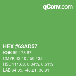Code couleur: HEX #63AD57 | qconv.com